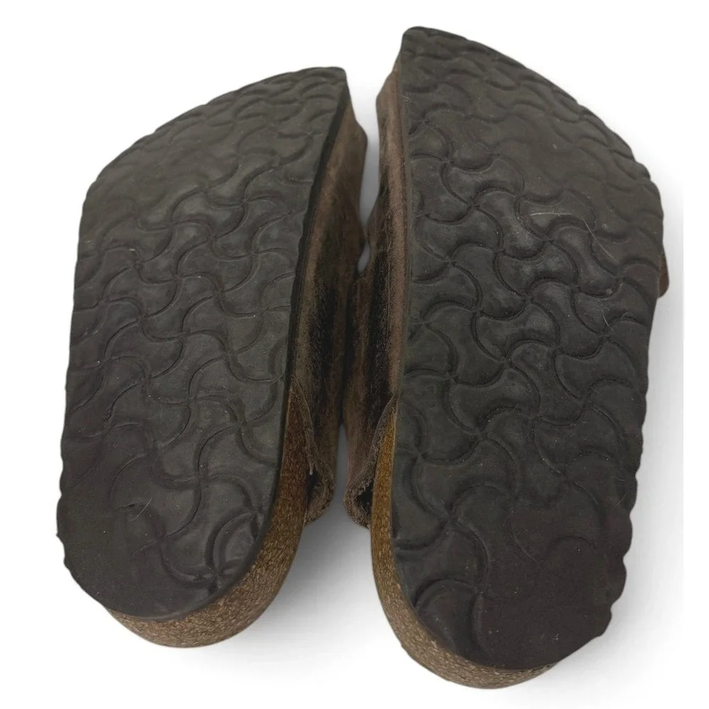 Birkenstock Sandals Women 37 Brown Milano Oiled Leather Backstrap Comfort Buckle - Picture 10 of 11